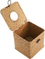 Kotak Tisu Persegi Panjang Buatan Tangan Ramah Lingkungan Gaya Boho, Keranjang Penyimpanan Anyaman Rotan dari Rumput Laut dan Eceng Gondok untuk Dapur dan Ruang Tamu
