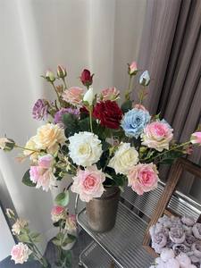 Dalian Chermy TH819 <span class=keywords><strong>Fiori</strong></span> Artificiali di Alta Qualità, Rose da <span class=keywords><strong>Giardino</strong></span> <span class=keywords><strong>Viola</strong></span> e Rosa per Decorazioni Matrimoniali e Feste - Product Image 4