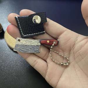 Mini Juego de Navajas de Bolsillo Damasco, Cuchillo de Chef Pequeño, EDC, Mango de Madera, Funda, Grado DIY, Personalizable OEM para Abrir Cartas y Paquetes - Product Image 5