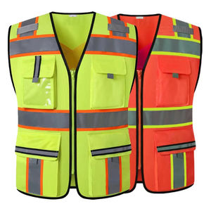 Chaleco Reflectante Negro al por Mayor para Construcción, con Bolsillos, Cierre Frontal, Transpirable, Ropa de Trabajo de Alta Visibilidad - Product Image 3