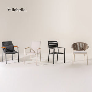 Meubles de jardin d'extérieur, chaises de patio en aluminium, chaises de salle à manger modernes pour la maison, tout temps, avec accoudoirs, pour hôtel, restaurant - Product Image 5