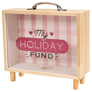 装饰木制钱影盒木制框架天然木钱捐款盒，带定制标志