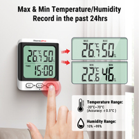 Hygromètre numérique TP152, thermomètre d'intérieur, mesureur d'humidité avec heure, jauge d'humidité ambiante avec capteur d'humidité, thermo-hygromètre