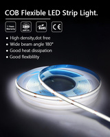 Bande LED COB haute densité 320 LED/m DC 12V 24V, éclairage linéaire flexible sans points, CRI 90+, ruban adhésif pour décoration résidentielle et commerciale