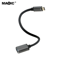 Kabel USB C Ke USB 3.0, Jalinan Lengan Tinggi USB C OTG untuk Laptop Ponsel dan Tablet