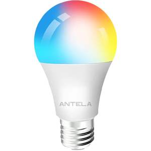 Ampoule LED Intelligente Antela E27 9W Multicolore Dimmable Contrôle par Application Wifi Corps en Plastique A19 Durée de Vie 25000 Heures - Product Image 1