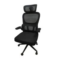 Chaise de bureau ergonomique à dossier haut en maille avec appui-tête réglable, support indépendant, accoudoirs relevables et pivotants pour ordinateur