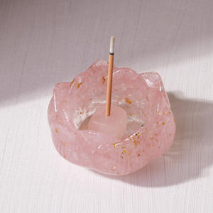 Großhandel Natürliche Kristall-Heilsteine <span class=keywords><strong>Amethyst</strong></span> Rosenquarz Kristallchips Harz Lotus Räucherschalen-Set Meditation für den Schlaf - Product Image 2