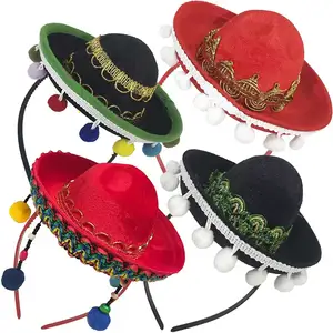 Sombrero de Halloween de Navidad para adultos, suministros de Fiesta de cumpleaños, Mini sombrero de ala de lápiz, diversión mexicana, 4 Uds., A401177