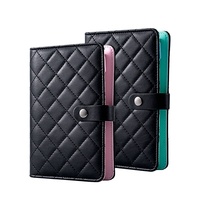 Carnet de notes quotidien A6, housse de planificateur en cuir matelassé, cartable à carreaux diamant noir A5 A6 matelassé