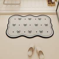 Tapis de sol de salle de bain rectangulaire en terre de diatomée, style moderne et minimaliste, motif tulipe, séchage rapide, antidérapant, absorbant