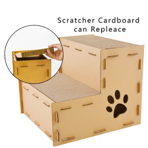 DIY Austauschbarer Wellpappe-Kratzbaum für Katzen in Treppenform mit Katzennest-Haus - Product Image 5