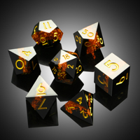 Set Dadu Resin Warna-Warni 18mm 7 Buah Glitter Biru Hijau untuk Permainan D&D RPG Tabletop Hadiah