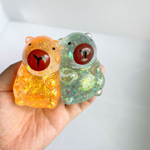 Creative Capybara <b>Squishy</b> Squeeze Water Piggy Anxiety Relief Stress-Relief Decompression Plastic Gold Powder Molasses Party Toy - Product Image 4