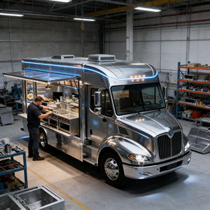 Camion de vente mobile élégant en acier inoxydable avec structure robuste pour les opérations de restauration de rue urbaine - Product Image 4