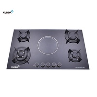 Xunda 90CM appareils de cuisson dessus en verre intégré 5 brûleurs cuisinière 4 gaz 1 simple électrique infrarouge Induction cuisinière en céramique plaque de cuisson