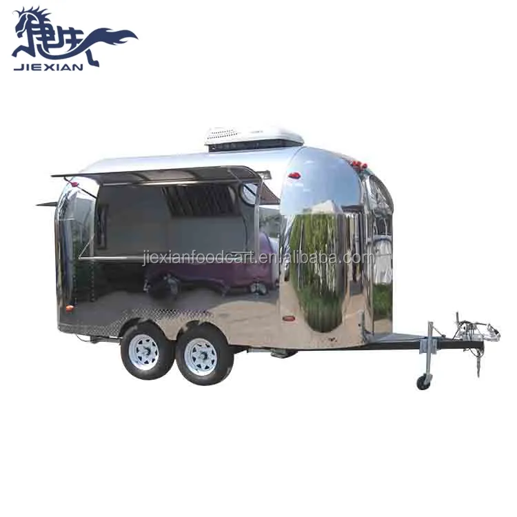 JX-BT400SS Airstream style food trailer for sale, mobile catering cart, well designed Chinese food truck