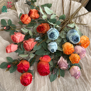 Décor de toile de fond de mariage rond en fleurs de soie de roses roselle à quatre têtes, Chine - Product Image 1
