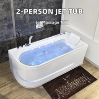 Grande baignoire à remous autoportante en acrylique moderne de 1.8m pour 2 personnes avec double jet Robinet de bain de massage pour salle de bain pour hôtels