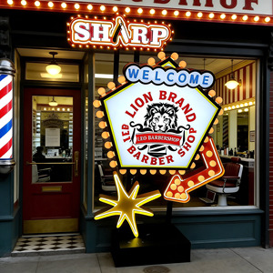 定制商务发光二极管灯标志户外商店名称板欢迎商业道路标志塔外标牌 - Product Image 1