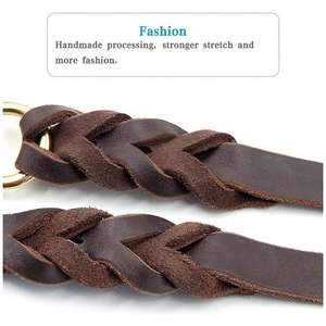 Correa de cuero trenzado resistente para perros y mascotas Sennier, <span class=keywords><strong>collar</strong></span> para caminar de entrenamiento con lazo y patrón de letras - Product Image 4