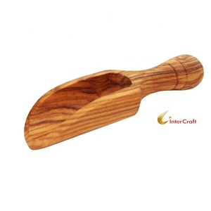 Small 19 cm Olive <b>Wood</b> Spice <b>Spoon</b> Scoop for Hotels and Restaurants - Product Image 1