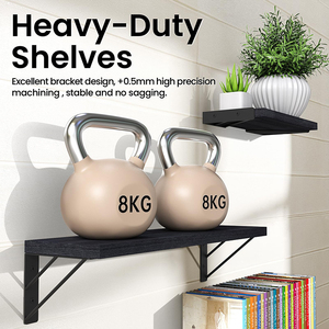 素朴な木製フローティング棚ベッドルーム用バスルーム簡単設置壁収納ディスプレイ取り付け本用植物ポット収納コーナー - Product Image 4