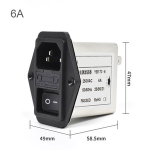 1A 3A 6A ที่10A สวิตช์ผ่านต่ำและฟิวส์250VAC กรองเสียงรบกวนพร้อมตัวกรอง emc/emi สำหรับ RFI (เครือข่าย LC <span class=keywords><strong>RC</strong></span>) - Product Image 4