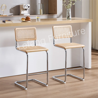 Tabouret de bar en bois de hêtre et rotin de style moderne, avec pieds chromés Cesca, meubles pour la maison, chaise de salle à manger pour appartement, café, restaurant, hôtel