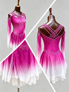 Vestidos de Gimnasia Rítmica, Patinaje Artístico y Danza Lírica para Niñas, Ropa de Actuación Escénica, Spandex/Poliéster - Product Image 2