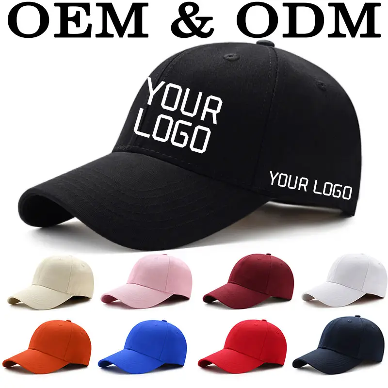 OEM/ODM High Quality Hats With Custom Embroidery Logo Unisex Kids Adults Running Sports Baseball Caps Adjustable Buckle Fitted