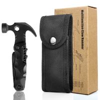 Marteau à griffes pliable multi-outils avec revêtement noir, avec couteau, clé hexagonale, outil manuel de survie d'urgence pour l'extérieur