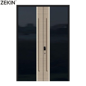 Puerta de Seguridad Zekin, Moderna, Resistente a Huracanes, de Aluminio y Vidrio, con Función Antiviento, para Villa, Personalizable - Product Image 1