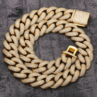 Micro Pavé Zircon Full Diamond kubanische Glieder kette Halskette Schwere dicke Unisex Hip Hop Style Made in China Stilvolles Herren geschenk
