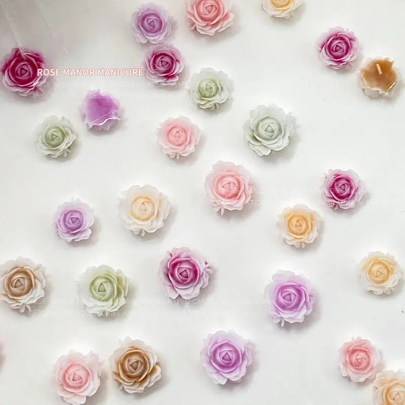 Nuovi accessori 50 pz/borsa in resina rosa fiore per decorazione per Nail Art 3d ciondoli di colore gradiente di bellezza