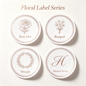 Autocollant rond en papier doré Atelier Flora, étiquette artistique, fleurs fraîches, emballage cadeau artisanal - Product Image 2