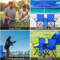 Chaise de camping pliable manuelle de haute qualité avec parasol, résistante au vent et aux UV, vente en gros personnalisée