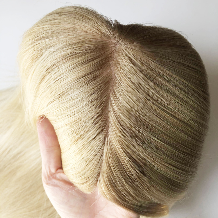 TP32/34 5.5x6 stock 14 16 inch color 8T25 blonde toppers virgin human hair new injection silk top kosher jewish topper for women