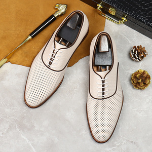 Zapatos de cuero para negocios, estilo formal coreano, piel de vaca de primera calidad con estilo británico, adecuados para bodas y versátiles. - Product Image 2