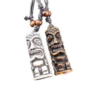Collar con Colgante de Estatua <span class=keywords><strong>Tiki</strong></span> de Resina Maorí de Nueva Zelanda al por Mayor, Collar Étnico Retro de Protección y Fortuna para Hombre - Product Image 1