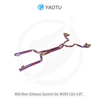 Système d'échappement intermédiaire à soupapes en titane YT, double sortie latérale quadruple, finition brûlée violette pour Mercedes Benz AMG C63 W205 4.0T