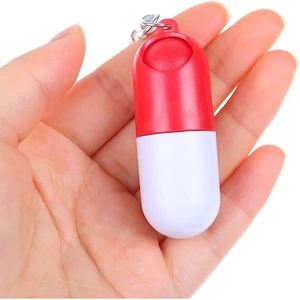 Custom Logo Mini Capsule Shaped Pill <b>Box</b> Keychain Portable Travel Medicine Organizer Plastic Pill Container with Seal - Product Image 3