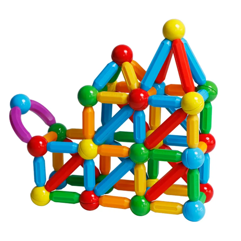 Montessori STEM Toy Kids Educational Bar Blocks Toys 3D Magnetic Building Sticks And Balls For Children