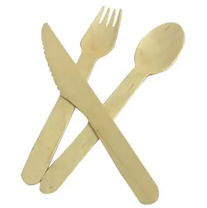 100PCS Bag Packing of Disposable Wooden Soup Food Spoons