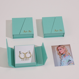 Nouvelle boîte à bijoux magnétique à double ouverture, personnalisable avec logo, écologique, recyclable, en carton, avec sac en papier - Product Image 4