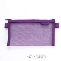 Étui à crayons en maille transparente simple en gros, sac de papeterie portable de grande capacité, sac de rangement