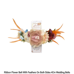 Cinturón de flores con plumas en ambos lados de 4 cm, cinturones para boda - Product Image 3