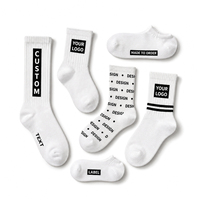 Chaussettes personnalisées avec logo OEM, design et motifs sur mesure, chaussettes en coton pour hommes, tailles et couleurs personnalisées, chaussettes de sport décontractées blanches