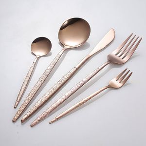 Stainless Steel Western Food Knife Fork and Spoon Tableware Kitchenware Cutlery Set with Hammer Pattern Dishwasher Safe - Product Image 3