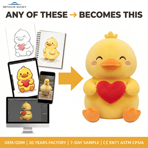 Peluche Canard Jaune Personnalisée, Adorable Animal en Peluche Assis avec Coussin Cœur 'Only You' pour Cadeaux Enfants, Saint-Valentin, Fabrication OEM ODM - Product Image 2